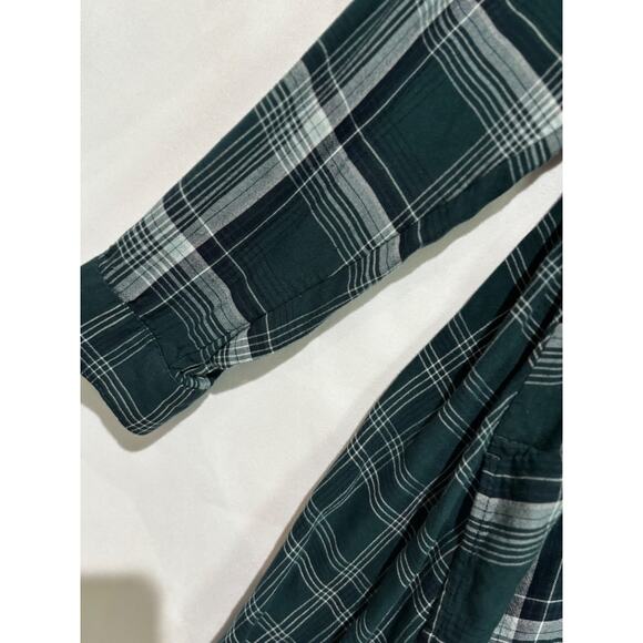 J.Jill Rayon Green Plaid Tunic Button top Pockets womens petite S cowgirl boho - Picture 3 of 10